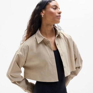 Athleta Midday Ultra Cropped Shirt | Khaki | Size XL